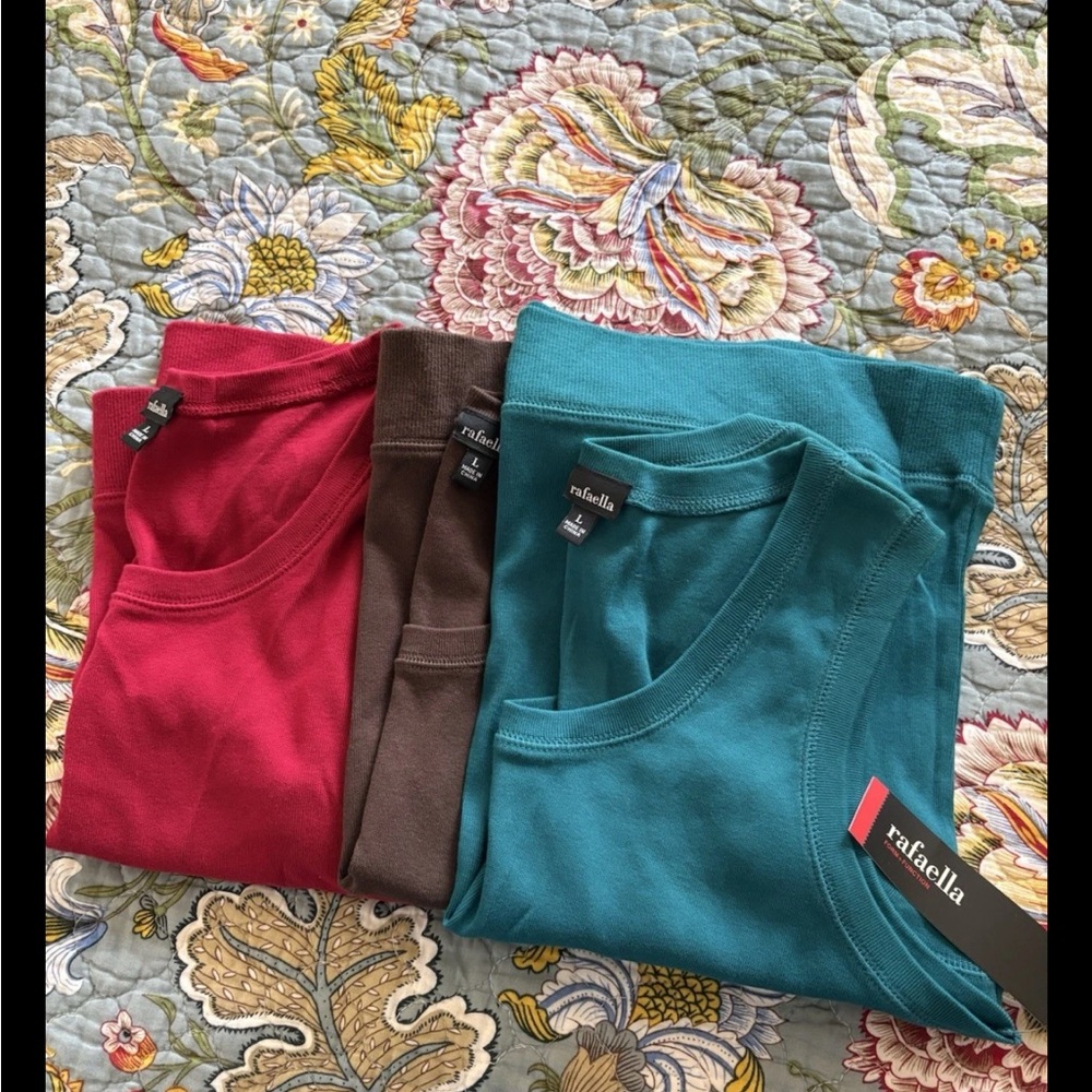 *Bundle! Women Large Cotton Sleeveless Tank Tops Set of 3 Cyan, Brown, Red Knits